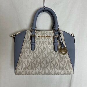 Michael Kors Satchel in Blue and Cream